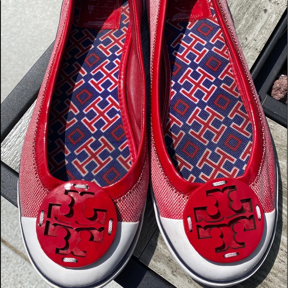 Tory Burch Channing red and white sneakers